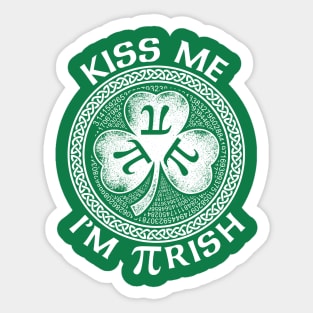 Kiss Me I'm Pi-rish Funny Pi Day St. Patricks Day Shirt Sticker